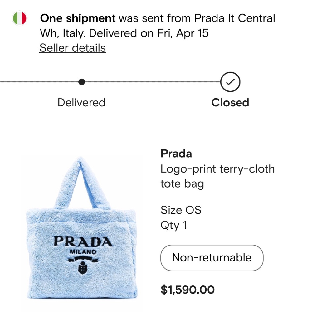Prada logo-print terry-cloth tote bag Celeste+nero